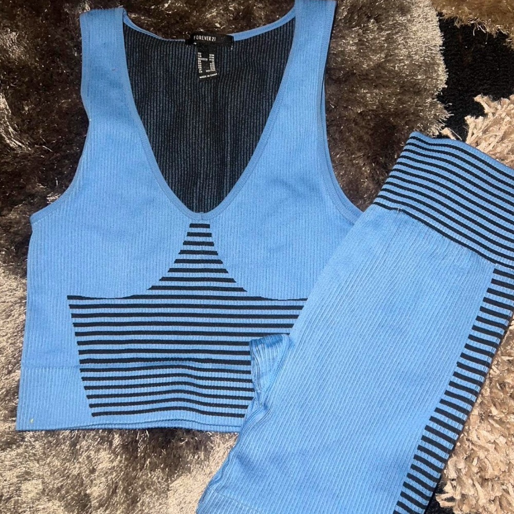 Forever 21 Blue and Black Striped Set